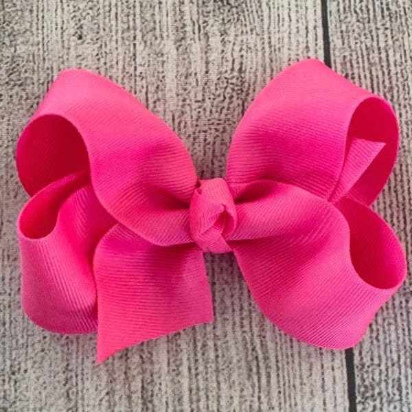Neon Pink Hairbows, Hair Bows, headbands, Pink Bows for Baby Girl, 4 inch and 3 inch Boutique twisted Loopy Bows, Clip in bows