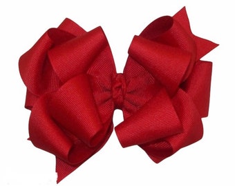 Big Red Bow, Triple Red hair Bow, Large Stacked Bows, Bella Triple Bow, Christmas Bows, 5 inch bows, BTS bows, xtra large Bow, baby Headband