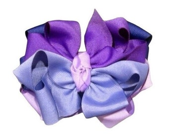 Purple Girls Bow, Purple Hairbow, Big Purple hairbow, Girls Hairbows, Hair Bows, Baby Headband, 6 inch Bow, Ruffle Bow, Double Layered Bows