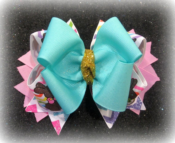 Easter Bunny Bow, Easter Hair Bow, Hairbows for Girls, baby Easter Bow, Baby Headbands, Chevron Glitter Easter Bow, Easter Bunny Bows