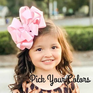 Girls Hair Bows, Layered Hairbows, Toddler Bows, Girls Headband with Bow, You Pick Color, Ruffle Big Bows, Octopus Bows, Big Bows for Girls