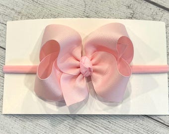You Pick Colors, Hair Bow on Stretch Headband, Custom 4 Inch Medium Hairbow, Toddler Girl Bows, Girls Headband, Baby Girl Bow, Infant bows