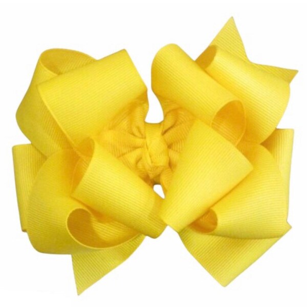 Yellow Hair Bow, Yellow Hairbows, Girls Big Bows, Baby Yellow Hairbow, Baby Headband, Girls Yellow Headband, 6 inch Bow, Summer Toddler Bows