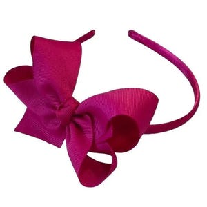 Hot Pink Hard Headband, Toddler Hair Bows, Big Girls Headband, Hair Bow on Headband, Headbands with Bows, School Headband, Medium 4 Inch Bow