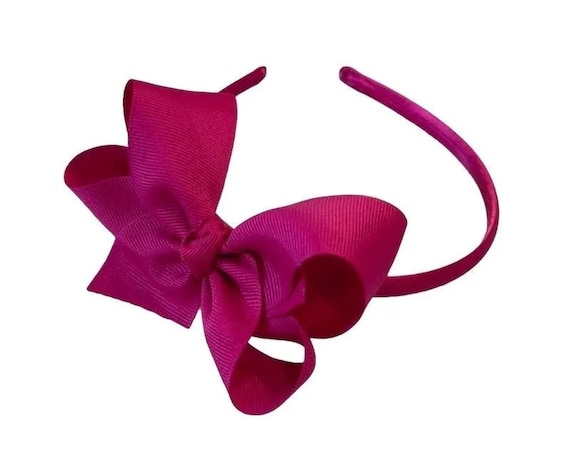 Hot Pink Hard Headband, Toddler Hair Bows, Big Girls Headband, Hair Bow on Headband, Headbands with Bows, School Headband, Medium 4 Inch Bow
