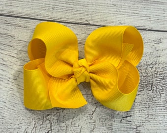 Yellow Hair Bow, Yellow Hairbows, Girls Hair Bows, Baby Bows, Headbands, 4 inch bows, Toddler Hair Bows, Medium Hair Bows, 3 inch small bow