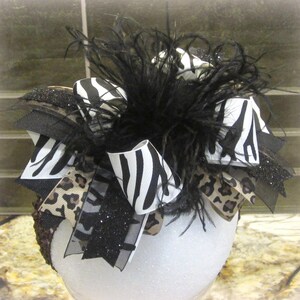 Zebra Over the Top Bow, Leopard Over the Top Hairbow, Leopard Hair Bow, Zebra Headband, Baby Headband, Girls Big Bow, Safari animal Print image 2