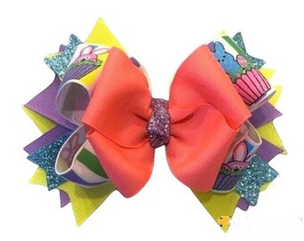 Easter Bows, Easter Bunny Boutique Bow, Bunny Hairbow, Stacked Bows, Neon Easter Bow, Glitter Bunny Headband, Striped Hair Bow, Cupcake Bow