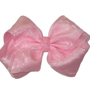 Big Pink Bow, Organza Pink Hairbows, Large Baby Pink Bow, 5 inch hairbow, Organza Hair Bows, Baby Bows, Baby Headbands, Bows for Girls