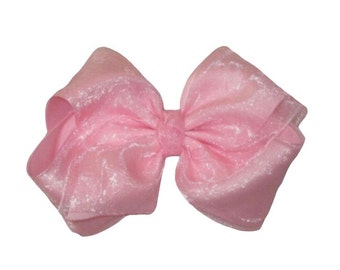 Big Pink Bow, Pink Hairbows, Large Baby Pink Bow, 5 inch hairbow, Organza Hair Bows, Baby Bows, Baby Headbands, Bows for Girls, Toddler Bows