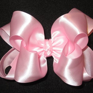 Baby Pink Satin Hair Bow, Pink Satin Hairbow, Satin Hair Bows, Boutique hairbows, Girls Hairbows, Girls Satin Hair Bow, Baby Headbands, image 2