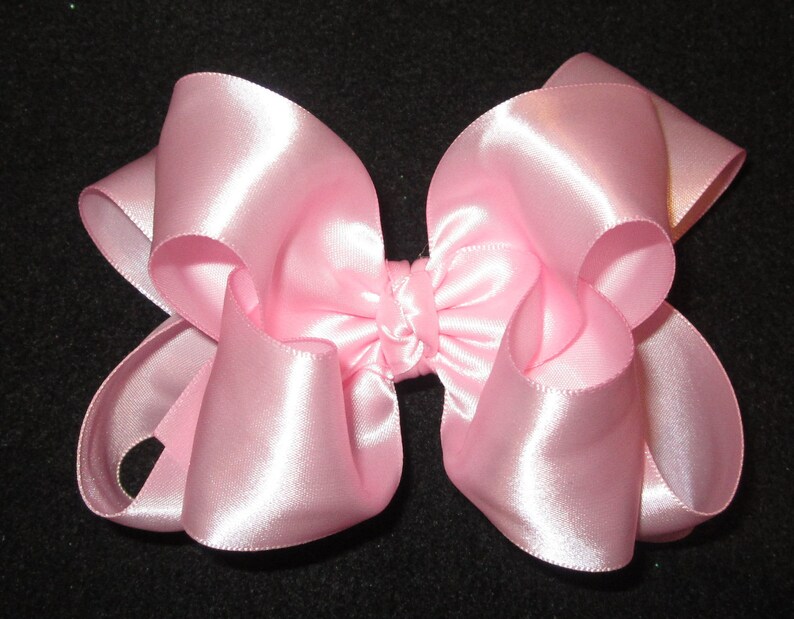 Baby Pink Satin Hair Bow, Pink Satin Hairbow, Satin Hair Bows, Boutique hairbows, Girls Hairbows, Girls Satin Hair Bow, Baby Headbands, image 2