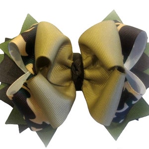 Camo Hair Bow, Boutique Hair Bows, Camouflage Hairbow, Army Bows, Military Hair Bows, Earth Tone Bow, Green Bow, Girls Camo Bow, Toddler Bow