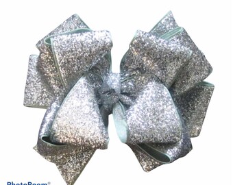 Black And Silver Christmas Stacked Boutique Hair Bows Black And Silver Christmas Stacked Boutique Hair Bows