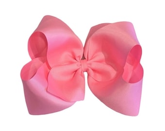 Hair Bows, Big Pink Hairbow, Toddler 7 inch Bow, Pink Spring Hair Bow, Large Bow, Hair Bow, Big Pink Bow, xtra large bow, Solid Pink Bow
