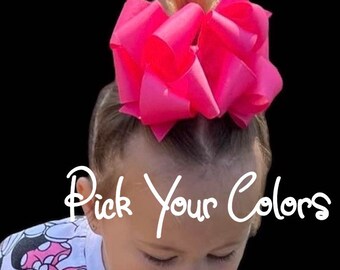 You Pick Colors Hair Bows and Headbands for Baby and Toddler, Grosgrain Ribbon Bow Bundles, 5 inch Boutique hair bows with clip or Headband