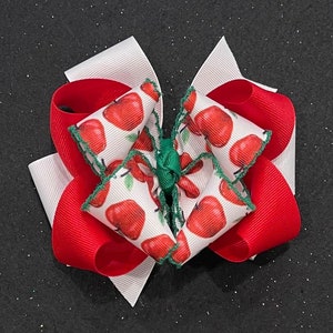 Fall Hair Bows, Hairbows for School, Apple moonstitched Bow, BTS Bows, Red Apple Hair Bow, Layered Bows, Hair Bows, Autumn Apples Hair Bow,