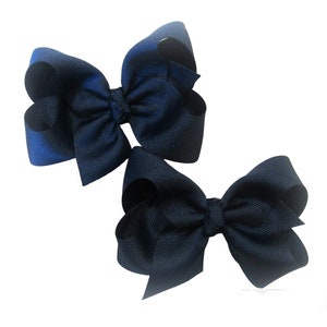 Navy Hair Bows, Blue Piggies, 1 Set Pig Tails, Blue Bows, Navy Blue Piggies, Baby Bows, Classic Hair Bows, 4 inch bow, Navy School Bows