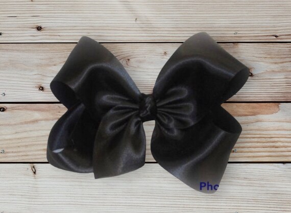 Black Satin Bow, Big Black Bow, 5 Inch Bow, Girls Boutique Bows, Basic Black Bow, Large Hairbows, Extra Large Bow, Holiday Satin Hairbows