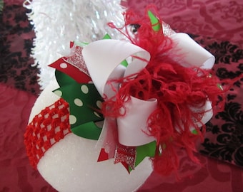 Christmas Over the Top Bows, Ostrich Feather Bows, OTT Headbands, Holiday Hairbow, Boutique Headbands, Party Hairbows, Red Sparkle Bow