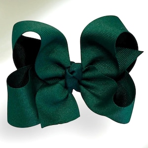 Forest Green Hair Bow, School Bows, Uniform Hair Bow, 4 inch Bow for Baby and Toddler, Girls Hairbows, BTS Hair Bows, Bow, Holiday Bows