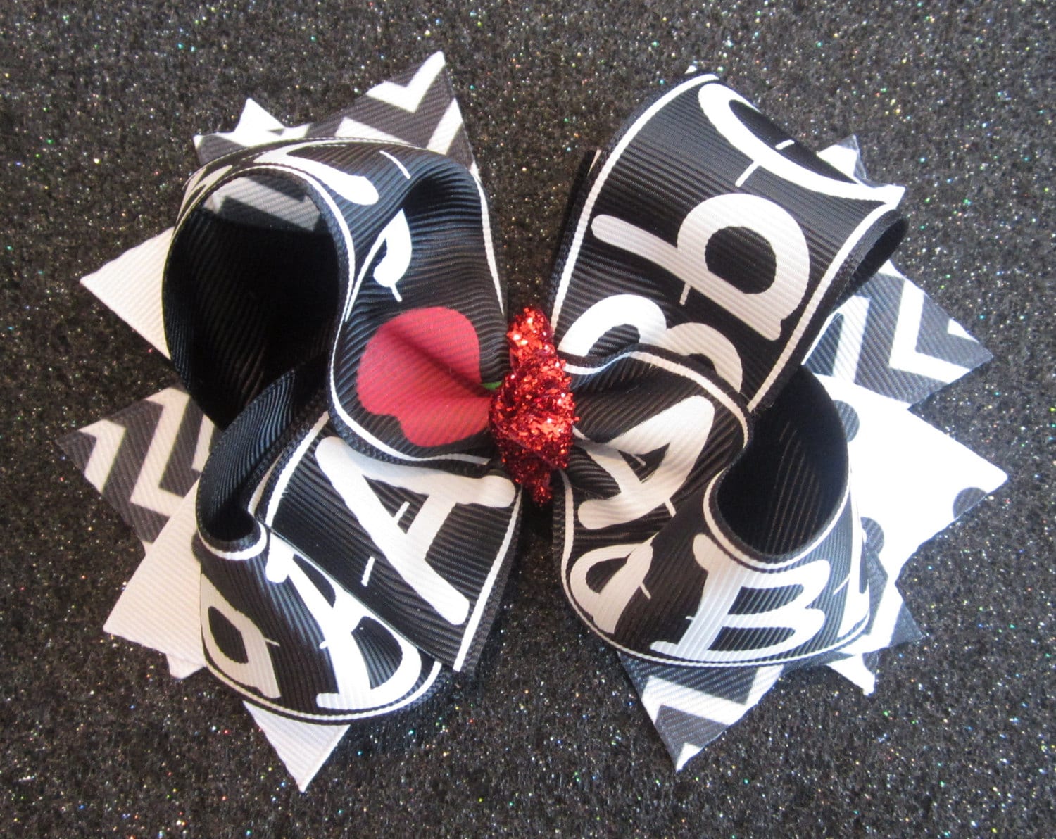 NEW /"ABC CHALKBOARD/" Girls Ribbon Hairbow Clip Bow Back to School 2 Bow Set