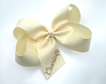 Monogrammed Hair Bow for Girls, Big Bows with Name, Monogram Bows, Personalized Hair Bows, Custom you pick Color Bow, Classic Boutique Bows