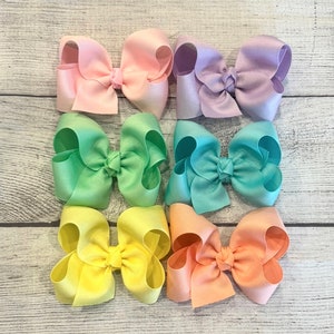 Pastel Hair Bows, Girls Hairbows, Spring Bows, Boutique Bows, Hair Clips, Summer Headbands, Baby Bows, Toddler Hair Bows, 4 inch Hairbows