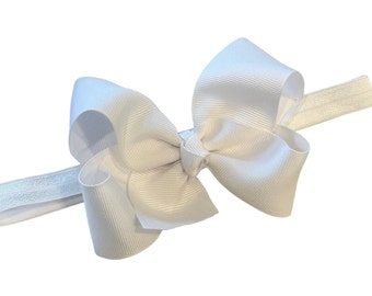 White 4 inch Boutique Headband for Baby Toddler and Girls co1