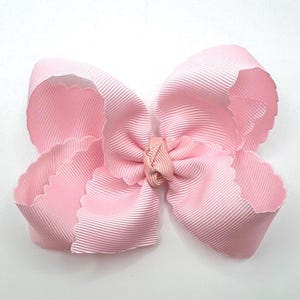 Scalloped Edge Bows, Baby Pink Hair Bow, Toddler Bows, Bows for Girls, Baby Bows with Clip, Back to School Bows, BTS Bows, Gift for Girl,