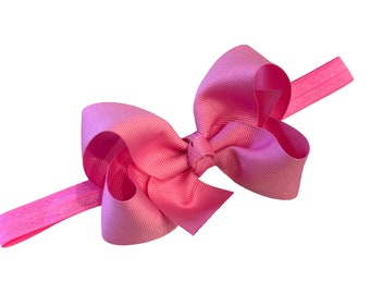 Pink Infant Headband, Baby Bow Headband, Newborn Headband, Baby Girl Headband, Baby Bows, Infant Headbands, Pink Hair Bow, Toddler Hairbow