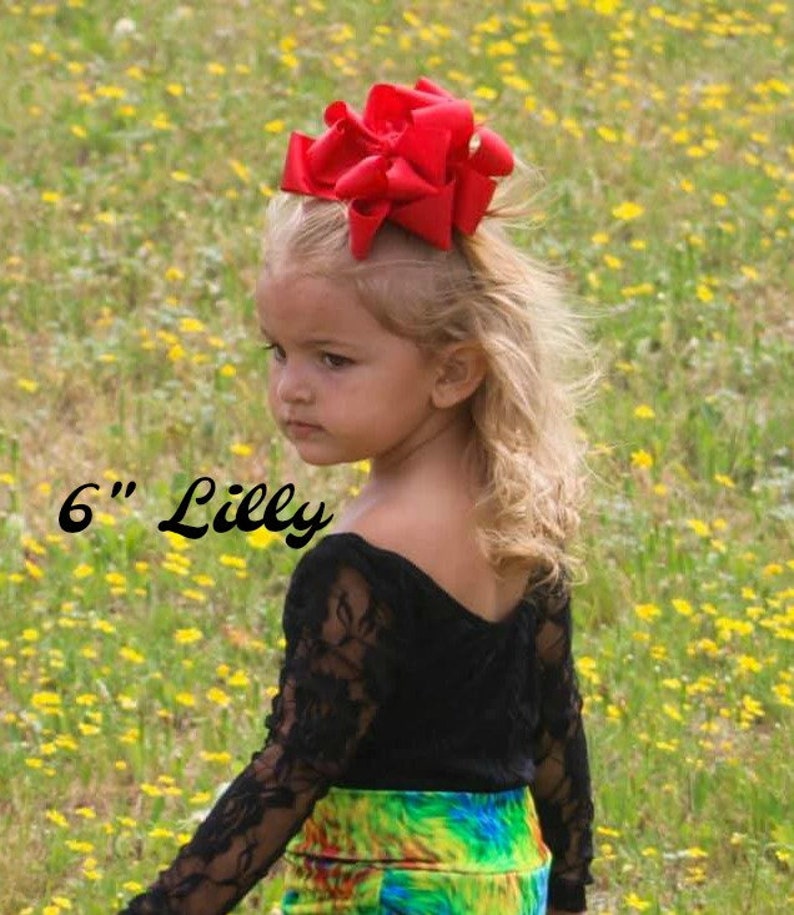 Neon Pink Hairbow 4 5 6 inch Bows Neon Pink Hair Bow Large bows for girls Big Double Bow Lilly Bow Layered Hairbow BTS Jumbo Bow