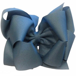 Denim Hair Bow, Blue HairBow, Big DENIM Bow, 6 Inch Hairbow, School Bow, Girls Holiday Headband, Large Bow, Double Stacked Bow, Jumbo Bows