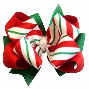 Candycane Bow, Candy Cane Hairbow, Christmas Bows, Holiday Hair Bow, Baby Headbands, christmas Headband, Red Bow, Green Headband, Stacked