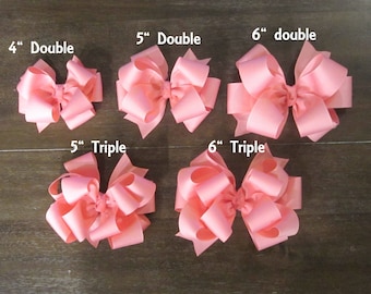 Big Hair Bows, Girls Hairbows, Triple Stacked Bows, Double Bows, You Pick colors, Boutique Triple Bows, Bella Bows, 6" Bows, 5 inch hairbow