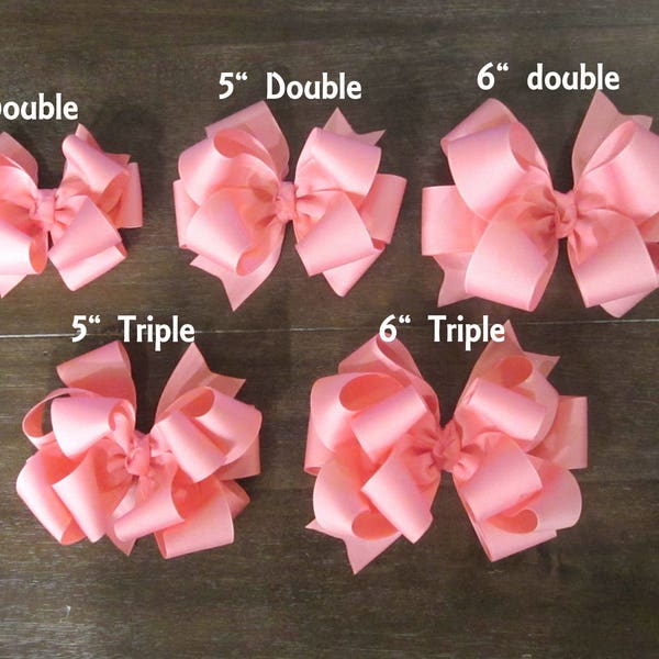 Big Hair Bows, Girls Hairbows, Triple Stacked Bows, Double Bows, You Pick colors, Boutique Triple Bows, Bella Bows, 6" Bows, 5 inch hairbow