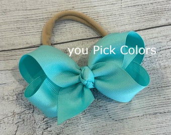 Baby Headbands, You Pick Colors Bows, Stretchy Nylon Headbands, Infant Headbands, Newborn Hair Bows, Hairbows, Small Bows for Baby Girls,