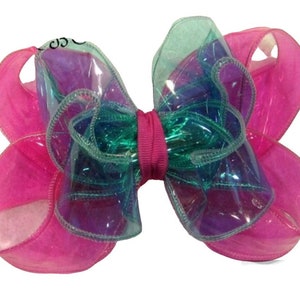 Pool Bows, Jelly Bows, Waterproof Hairbows, Water Proof Bow, Pink Pool Bow, Summer Hairbows, Beach Bows, Big Bows, Clear Bow, Plastic Bow