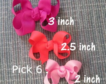 baby bows, small bows, clippie bows, Lot Set of hairbows, tiny bows, 6 Itty Bitty Bows, Twisted Bows, Baby Headband, Newborn Baby hairbows,