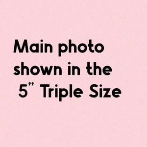 Pu&ograve; includere: Uno sfondo rosa con testo nero che recita "Foto principale mostrata nella taglia tripla 5".