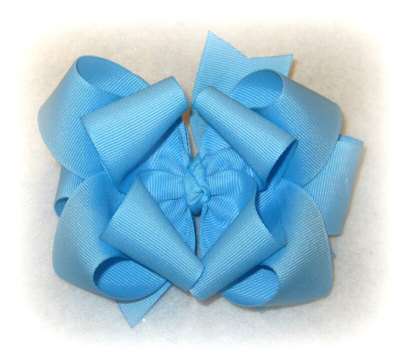Spring Hairbows Light Blue Bow Hairbows 5 inch bow Easter Hairbow Stacked Bows Big Bows Baby Blue Bow Blue Headband Blue Hair Bow