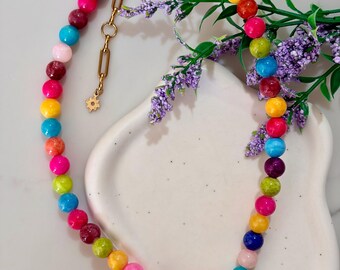 Beaded necklace with red fish