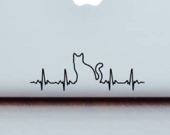 Cat Ekg Vinyl Car Decal