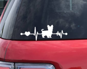 Yorkie EKG Vinyl Decal: Yorkshire Terrier Car/Laptop Decor