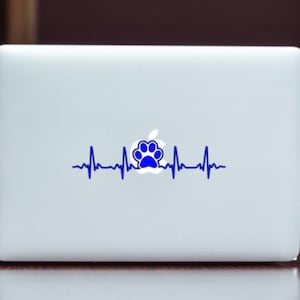 Dog Paw Print Heartbeat Car Decal: EKG Vinyl Decal