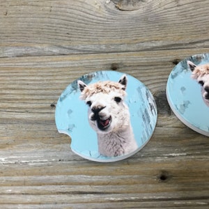 Alpaca Rustic Wood Coasters, Set of 2 Car Coasters - Etsy
