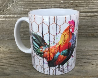 Rustic Rooster 11 oz Ceramic Coffee Mug
