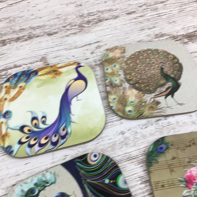 Set of 6 Peacock Drink Coasters image 5