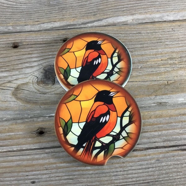 Baltimore Oriole Bird Lover Car Coasters Set of 2