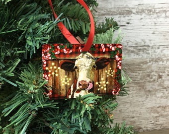 Christmas Hereford Cow Ornament